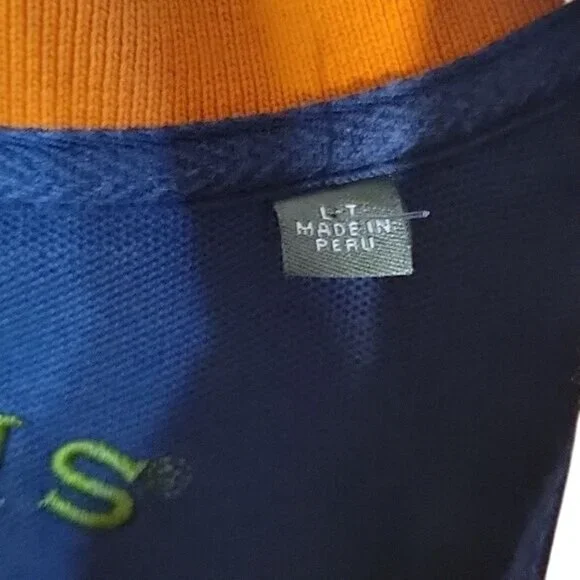 Orvis Mens Orange Polo Shirt W/ Black Patches Made In Peru L-T - Picture 3 of 9